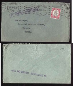 South Africa cover #14286-Johannesburg 19 III 1938-H/S By Surface Conveyance