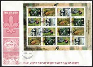 Gambia Birds WWF Black Crowned Crane Sheetlet of 4 sets FDC 2006 SC#3014 a-d