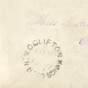 ?W.O. CLIFTON KINGS Co. N.B. WAY OFFICE double split ring, 1874 SQ cover Canada