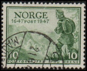 Norway 280 - Used - 10o Letter Carrier (Mailman), 1700 (1947)