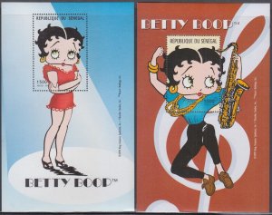 SENEGAL Sc #1420-2 CPL MNH SET of 3 SOUVENIR SHEETS - BETTY BOOP