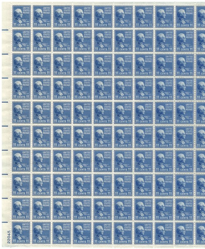 #816 – 1938 11c Polk – Presidential Series – MNH OG Sheet