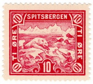 (I.B) Norway Local Post : Spitsbergen 10 Øre (Polar Bear)