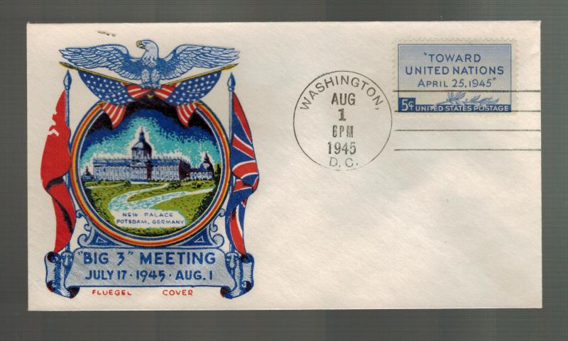 1945 USA Patriotic Cover Washington DC Big 3 Meeting Potsdam Fluegel 