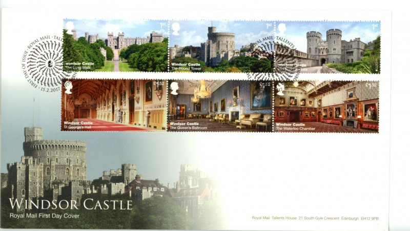 Great Britain 2017 FDC Windsor Caastle Sc 3582-7 Se-tenant strips