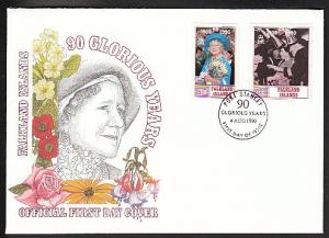 Falkland Islands 524-525 Queen Mother U/A FDC