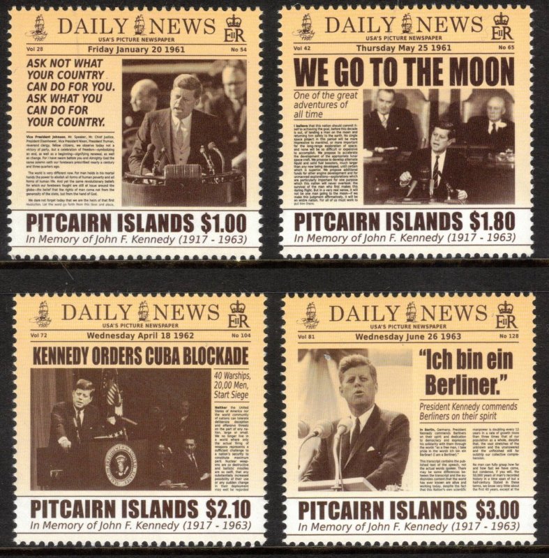 PITCAIRN ISLAND 2013 President John Kennedy; Scott 759-62; MNH