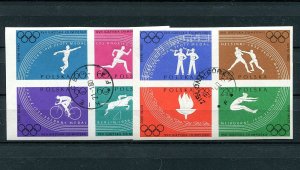 POLAND 1960 OLYMPIC GAMES SCOTT 914-921 IMPERF BLOCKS OF 4 SUPERB USED