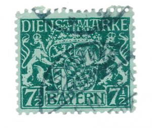 Bavaria 1916 - Scott o8 used - 7.1/2 pf, Coat of Arms