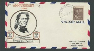 1958 7c Prexy #812 Sole Usage On Air Mail Cover From Concord NH W/Franklin-----