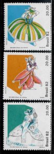 Brazil #1813-15 ~ Cplt Set of 3 ~ Dancers, Costume ~ Unused, HMR, PD-Rev  (1982)