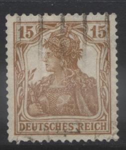 GERMANY. -Scott 99- Definitives -1916 - FU- Single  15pf  Yellow Brown Stamp1