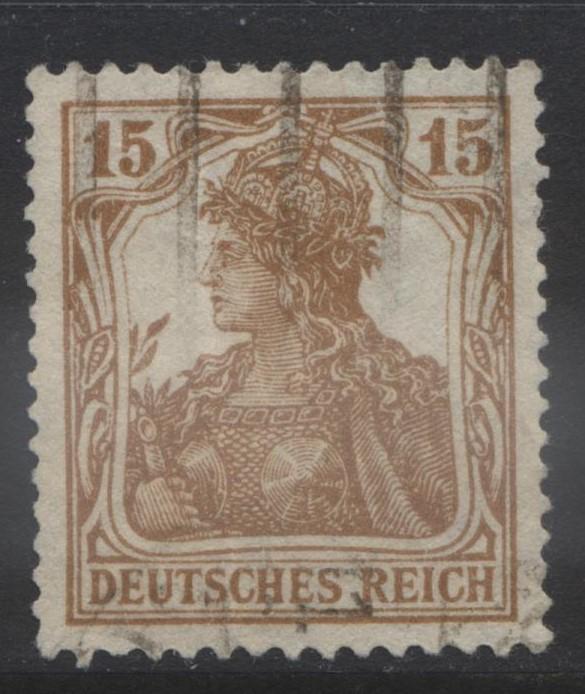 GERMANY. -Scott 99- Definitives -1916 - FU- Single  15pf  Yellow Brown Stamp1