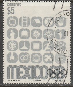 MEXICO 1000, $5P 1968 Olympics, Mexico City USED SINGLE. VF (661).