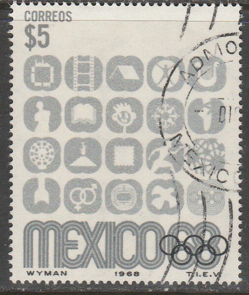 MEXICO 1000, $5P 1968 Olympics, Mexico City USED SINGLE. VF (661).