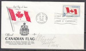 Canada Scott 439 Rose Craft FDC - Canadian Flag #2