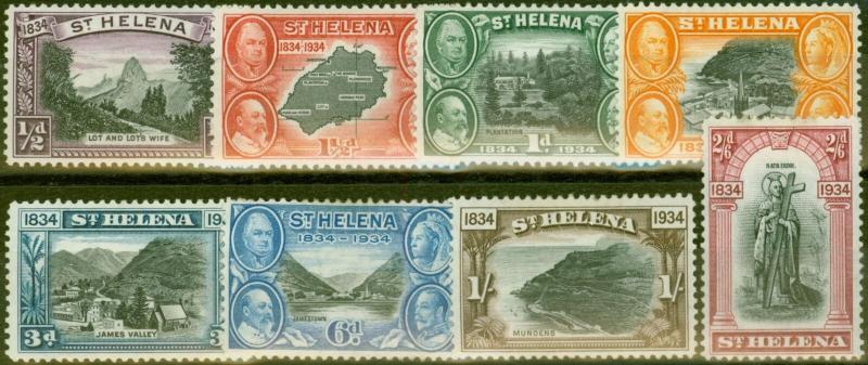 St Helena 1934 Centenary set of 8 to 2s6d SG114-121 Fine Very Lightly Mtd Mint