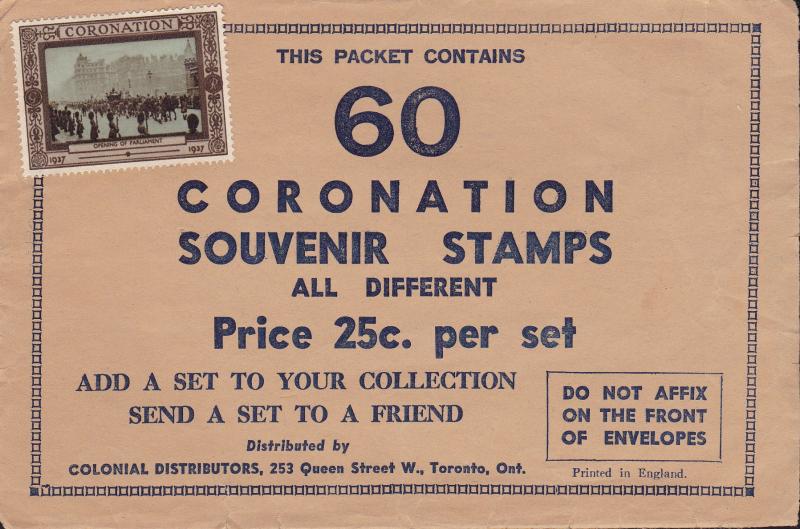 Great Britain 1937 45 Coronation Labels out of a Set of 60 Gummed Labels VF/NH