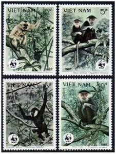 Viet Nam 1761-1764, MNH. Michel 1827-1730. WWF 1987. Monkeys: Gibbons, Douc.