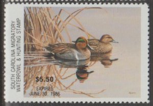 U.S. Scott #5 South Carolina - State Duck Stamp - Mint NH Single