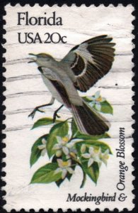 SC#1961A 20¢ State Birds & Flowers: Florida; Perf 11¼ x 11 (1982) Used