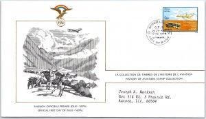 HISTORY OF AVIATION TOPICAL FIRST DAY COVER SERIES 1978 - NEPAL R2.30