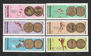 SD)1968 YEMEN WINTER OLYMPIC GAMES, WINNERS OF DIFFERENT EDITIONS, 6 STAMPS MNH