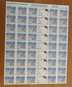 1993 USA CHRISTMAS SEALS -STAMPS FULL SHEET of 36 Tree Stamps + (9 Labels).