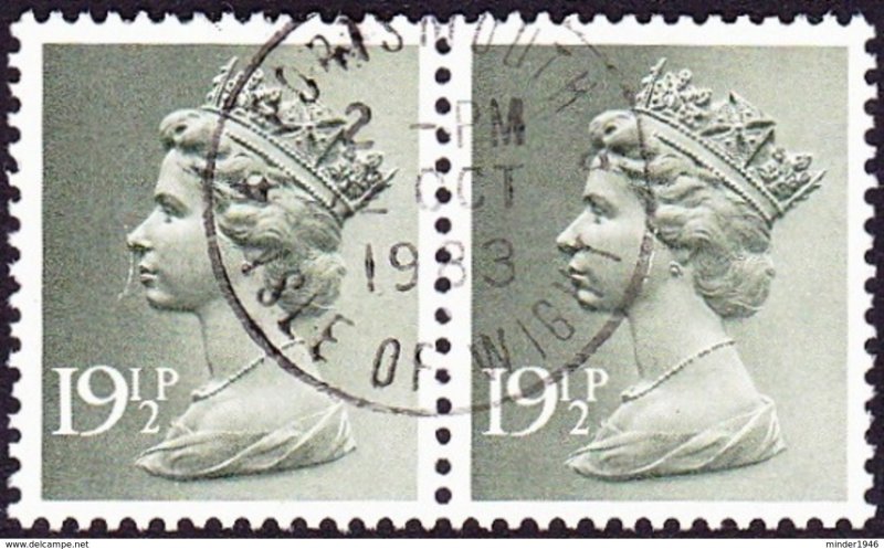 GREAT BRITAIN 1982 QEII Pair of 2 x 19.5p Machin Olive-Grey SGX957 FU