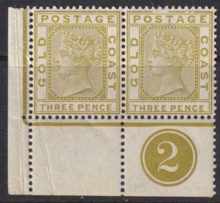 Gold Coast 1875 SC 16 MNH Pair with Tab