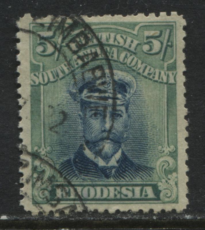 Rhodesia KGV 1913 5/ green and black used