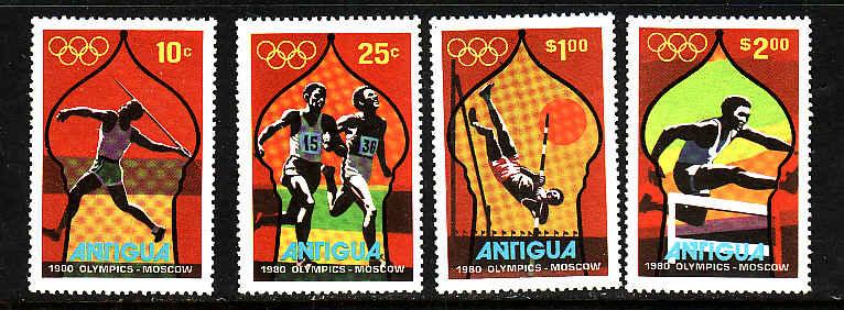 Antigua-Sc#557-60-unused NH set-Sports-Moscow 1980-