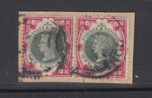 GB QV 1900 1/- Pair On Piece SG214 Fine Used BP9160