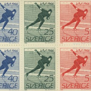 Sweden 698a World Skating Championship Booklet Pane of 10 Stamps Europe 1966 MNH