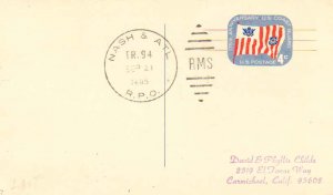 United States U.S. R.P.O.'s Nash & Atl 1965 510-J-2  Postal Card  Philatelic.