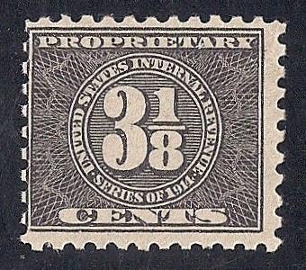 RB56 3 1/8 cent Propristary Stamp Mint OG NH F