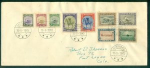 GREENLAND 1945, Complete set #10-18 on cover tied Godthaab, VF