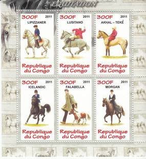 Congo 2011 World Famous Horses Mammals Animals Fauna Equestrian M/S Stamps MNH