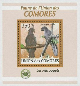 Parrot Bird Stamp Coracopsis Nigra Birds Mini Sov. Sheet MNH