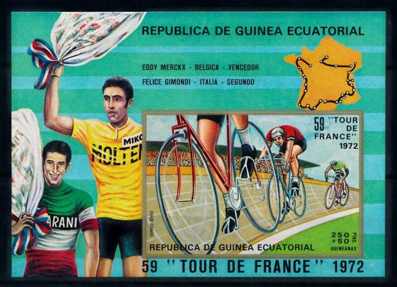 [99974] Equatorial Guinea 1973 Sport Cycling Tour de France Imperf. Sheet MNH