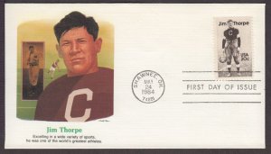 1984 Jim Thorpe football sporting legend Sc 2089 FDC premium Fleetwood cachet