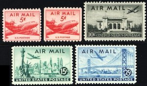 1947 Mint NH Airmail Year Set of Five Stamps - Stuart Katz