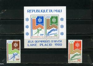 MALI 1980 WINTER OLYMPIC GAMES LAKE PLACID SET OF 2 STAMPS & S/S MNH