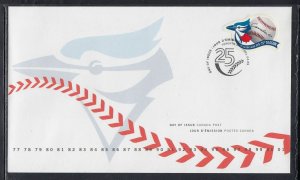 Canada Scott 1901 FDC - Toronto Blue Jays, 25th Anniv.