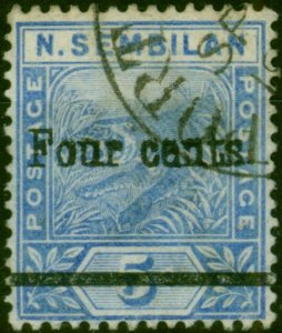 Negri Sembilan 1898 4c on 5c Blue SG18 Fine Used (2)