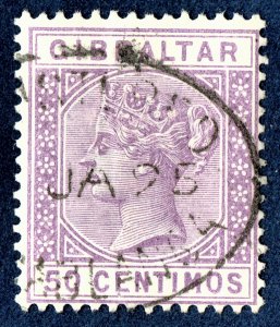 [st1570] GIBRALTAR used in CASABLANCA Morocco 1890 SG#Z24 (used abroad) cv:£50