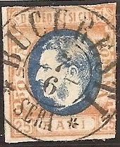 Romania    41 Used 1869 25b org & blue Prince Carol CV 26.50