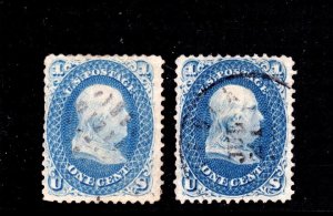 US Stamp #63b Dark Blue - Used Sound!!!! w/ regular 63 shown as example