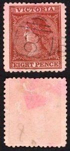 Victoria SG193 8d red-brown/pink wmk 10 Perf 12 Fine Used Cat 29 pounds