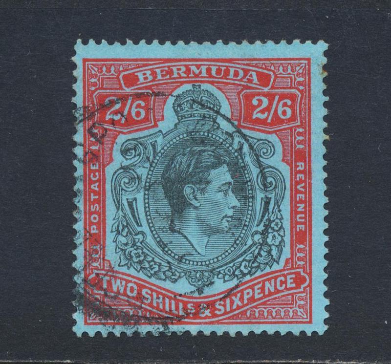 BERMUDA 1941, 2sh6d REPAIRED STATE POS 59 (R5/11) VERY SCARCE, VFU SG#117var 